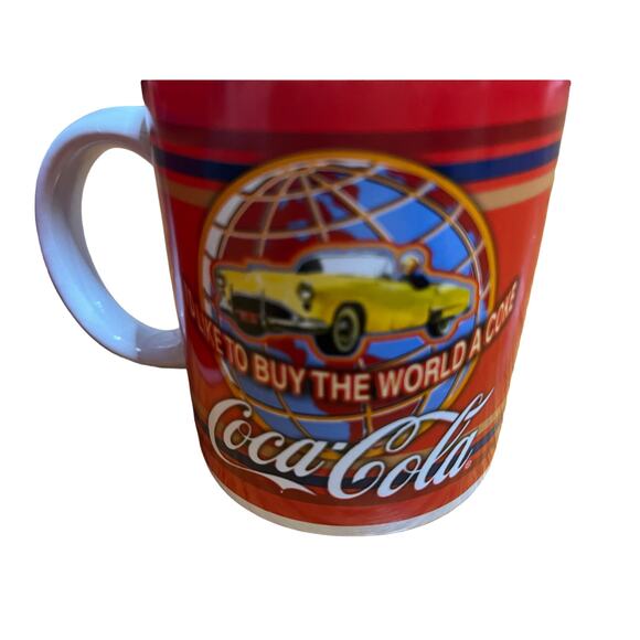Set of 2 Coca Cola Ceramic Coffee Cup Mug 70s "I'd Like to Buy the World a Coke" - Picture 3 of 4
